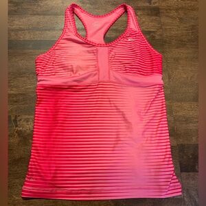 Nike Pink Striped Tank Top W/sports bra